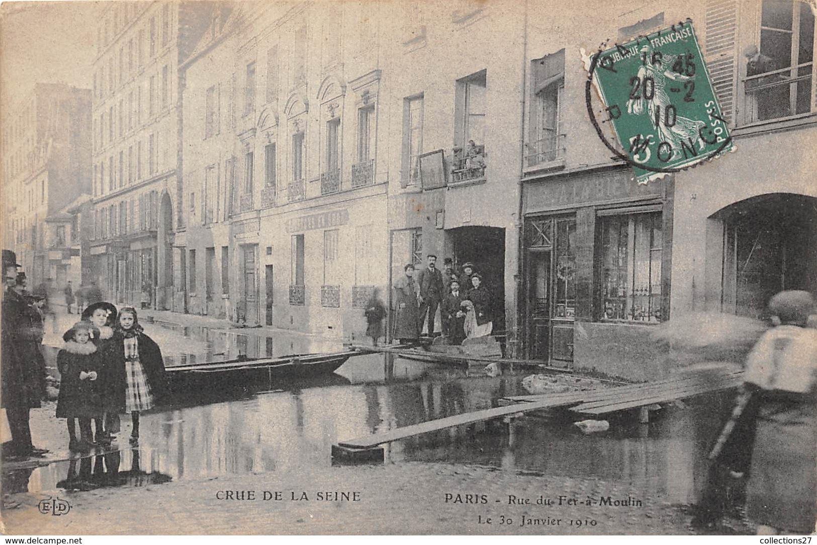 75005-PARIS-RUE DU FER-A-MOULIN LE 30 JANVIER 1910 CRUE DE LA SEINE - Arrondissement: 05