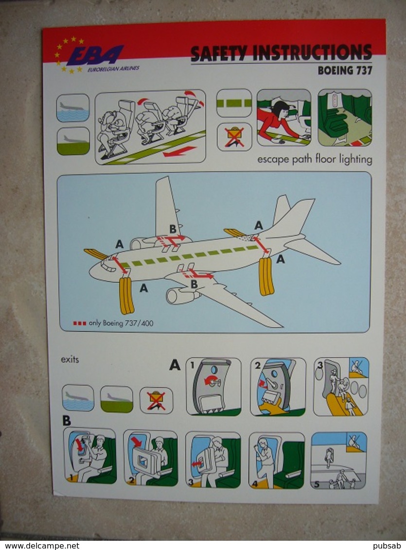 Avion / Airplane / EBA - Eurobelgian Airlines / Boeing B 737 / Safety Card / Consignes De Sécurité - Consignes De Sécurité