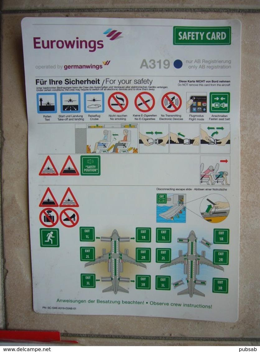 Avion / Airplane / EUROWINGS / Airbus A319 / Safety Card / Consignes De Sécurité - Consignes De Sécurité