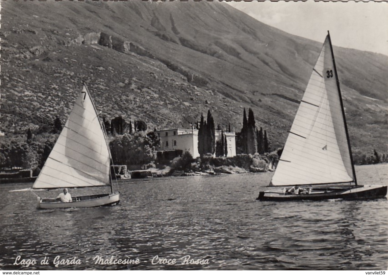 MALCESINE-VERONA-LAGO DI GARDA-CROCE ROSSA-CARTOLINA VERA FOTOGRAFIA VIAGGIATA IL 18-10-1957 - Verona