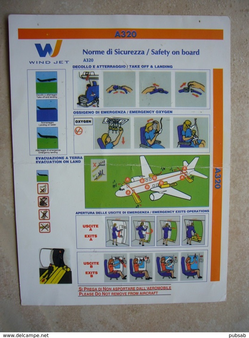 Avion / Airplane / WIND JET / Airbus A320 / Safety Card / Consignes De Sécurité - Consignes De Sécurité