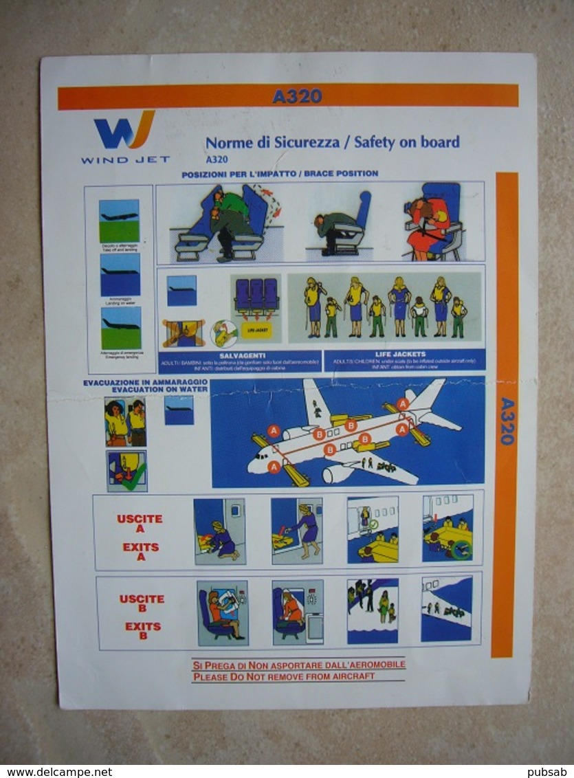 Avion / Airplane / WIND JET / Airbus A320 / Safety Card / Consignes De Sécurité - Consignes De Sécurité