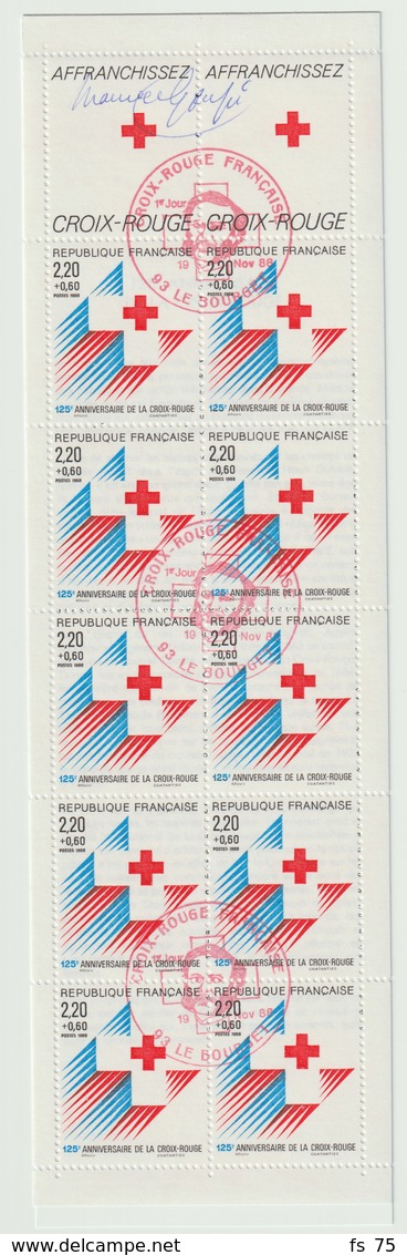 FRANCE - N°2555 - 2F20 - CROIX ROUGE CARNET DE 10 TIMBRES - SIGNE M. GOUJU - OBLITERE PREMIER JOUR - 1980-1989