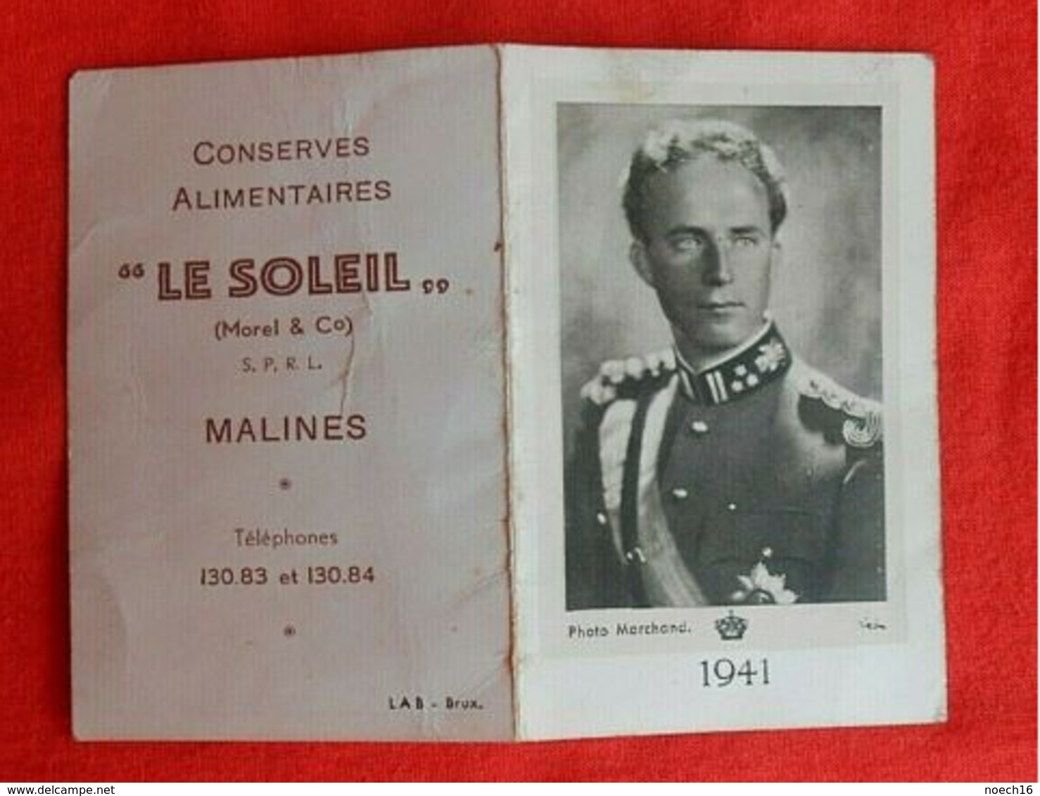 Calendrier De Poche 1941/ Malines/ Conserves Alimentaires/ Léopold III - Petit Format : 1941-60