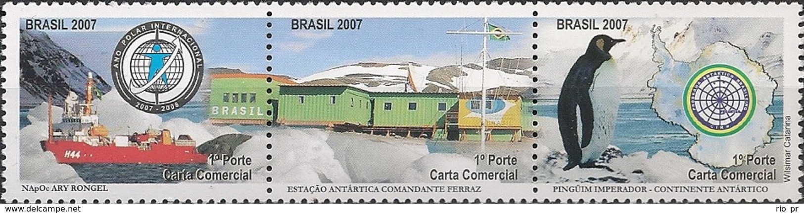 BRAZIL - STRIP OF THREE INTERNATIONAL POLAR YEAR 2007 - MNH - Internationales Polarjahr