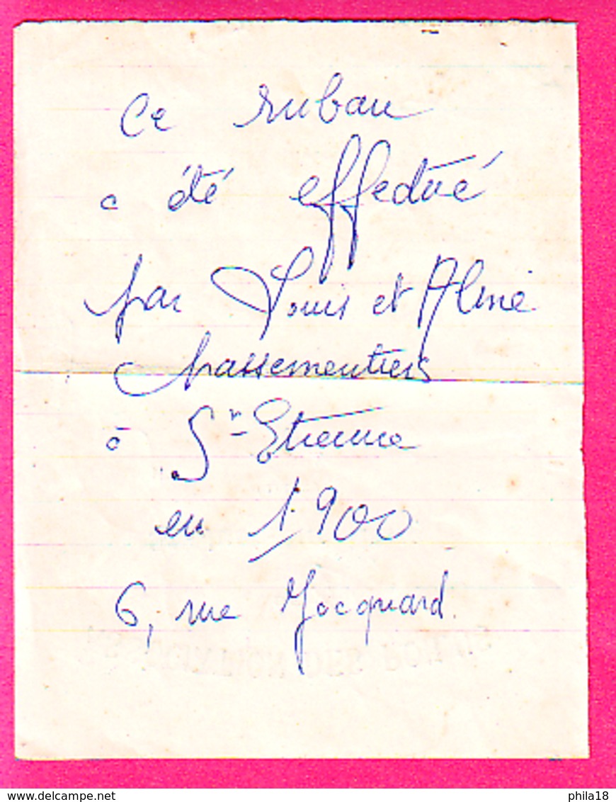 PASSEMENTERIE - S S LEON XIII - RUBAN EFFECTUE PAR LOUIS ET ALINE PASSEMENTIERS A ST ETIENNE EN 1900 6 RUE JACQUARD - Autres & Non Classés