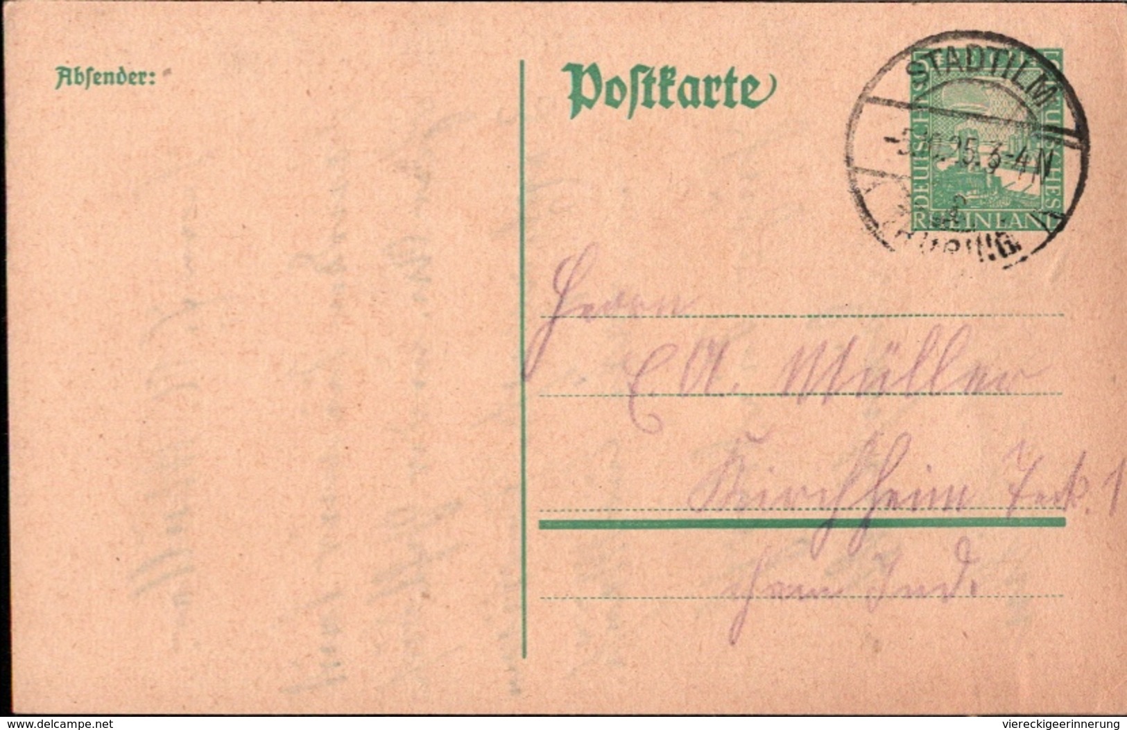 ! 1925 Ganzsache Deutsches Reich, Stadtilm, Thüringen, Nach Kirchheim Teck - Briefe U. Dokumente