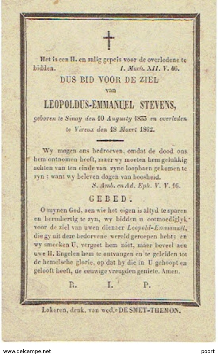 SINAAI / VIREUX - Leopold STEVENS - Geboren 1833 En Overleden 1862 - Santini