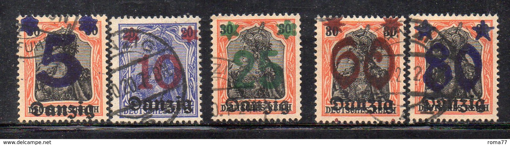 189 490 - DANZIG DANZICA 1920 , Unificato N. 16/20  Usata (M2200) - Sonstige & Ohne Zuordnung