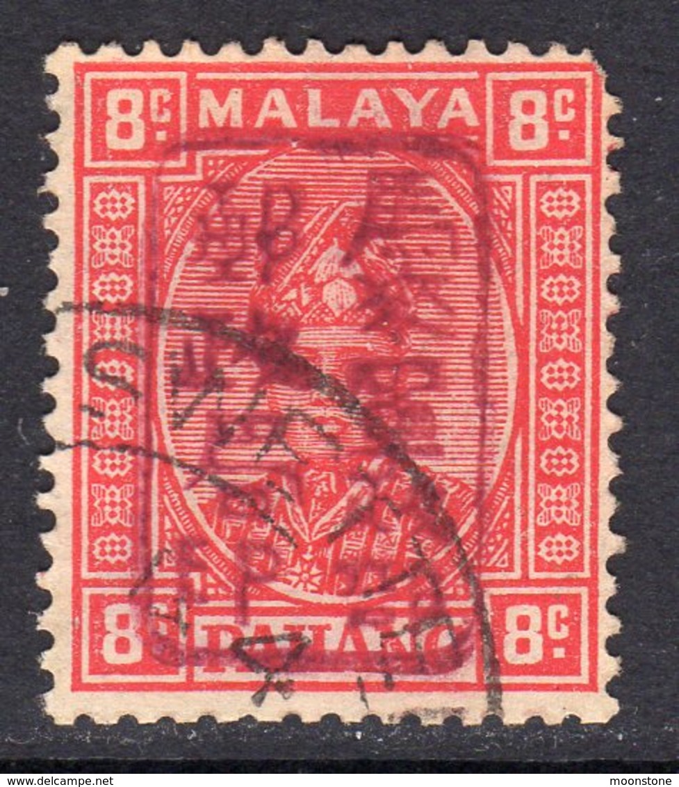 Malaya Japanese Occupation 1942 8c Red Chop Overprint On Pahang, Used, SG J180a - Occupation Japonaise
