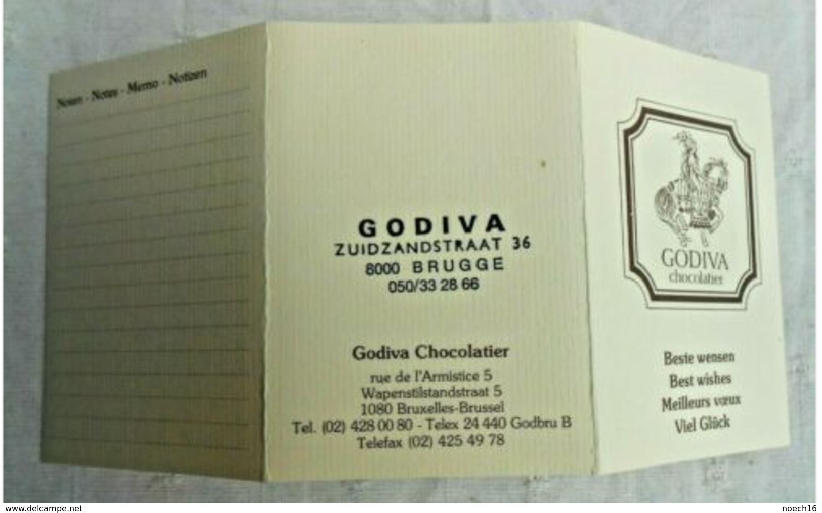 Calendrier De Poche Publicité 1986 GODIVA Chocolatier - Brugge/Bruxelles - Small : 1981-90