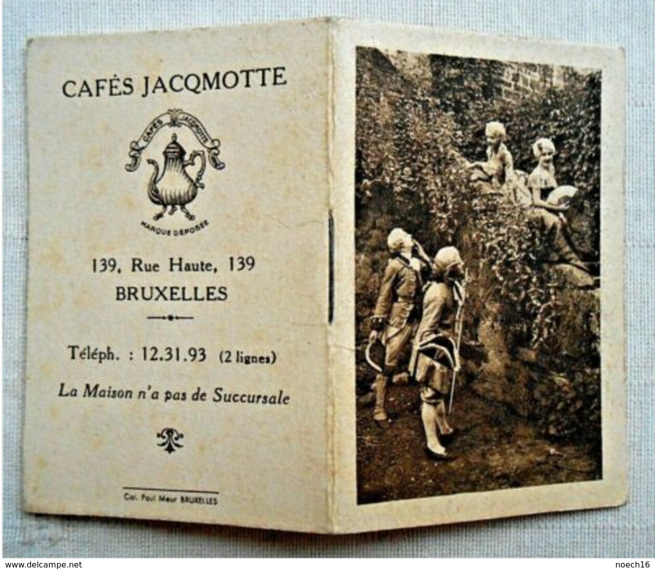 Calendrier De Poche à Feuillets/ Publicité 1934/ Cafés Jacqmotte Bruxelles - Petit Format : 1921-40