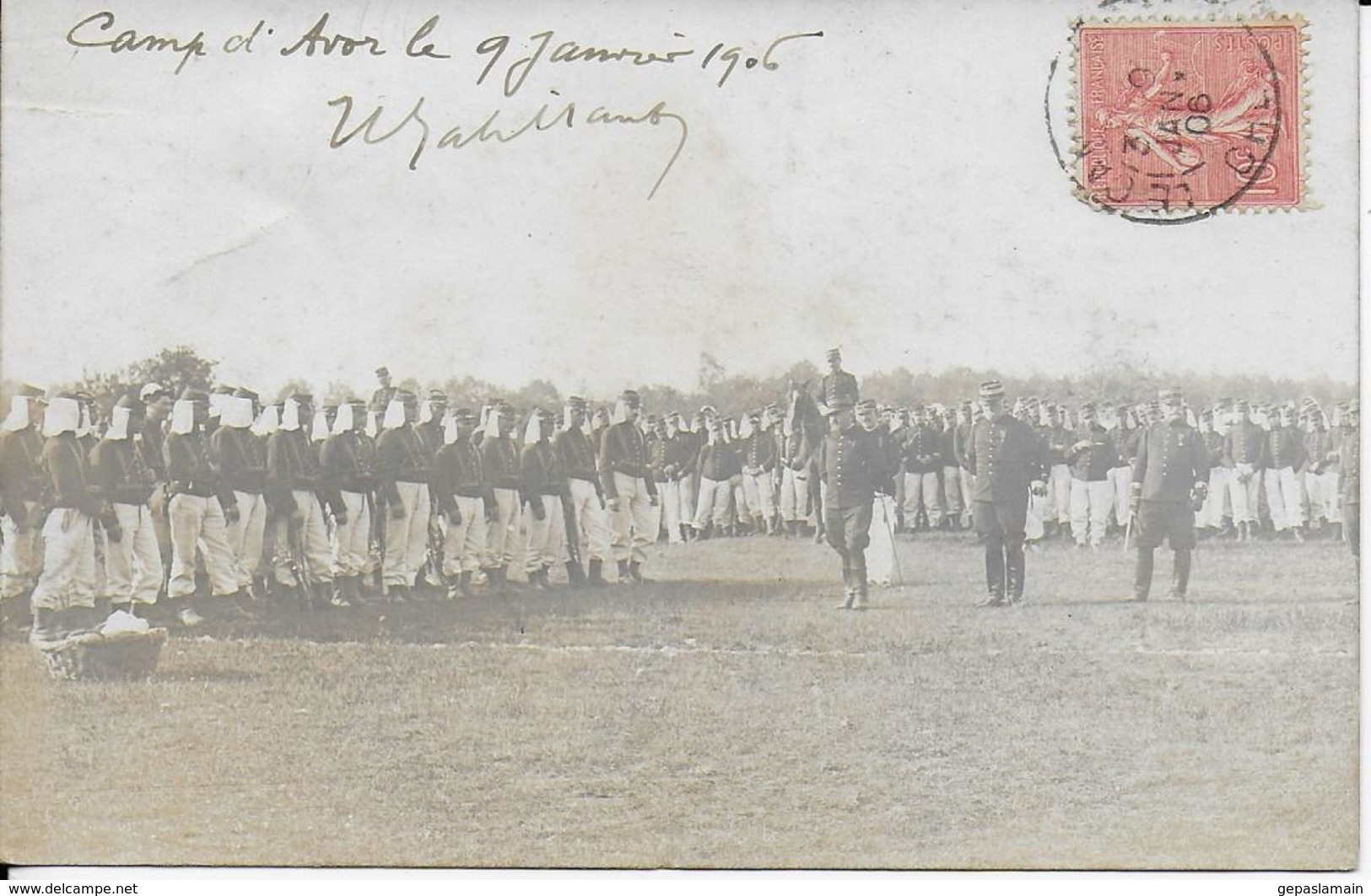 Photo Cpa -militaires Au Camp D'Avor Le 09 Janvier 1906-tb. écrite Voyagée - Guerra, Militari