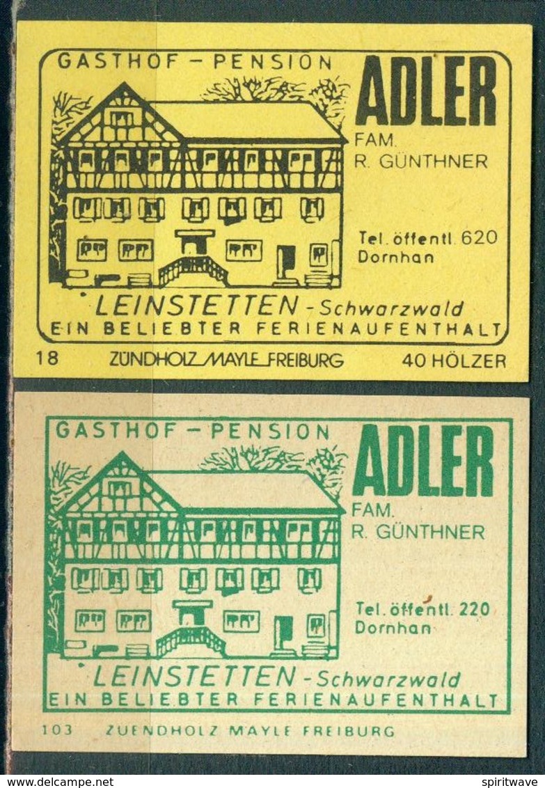 2 Alte Gasthausetiketten Sortiert Nach Ort: Leinstetten Und Alte Postleitzahl: 7241 - Boites D'allumettes - Etiquettes