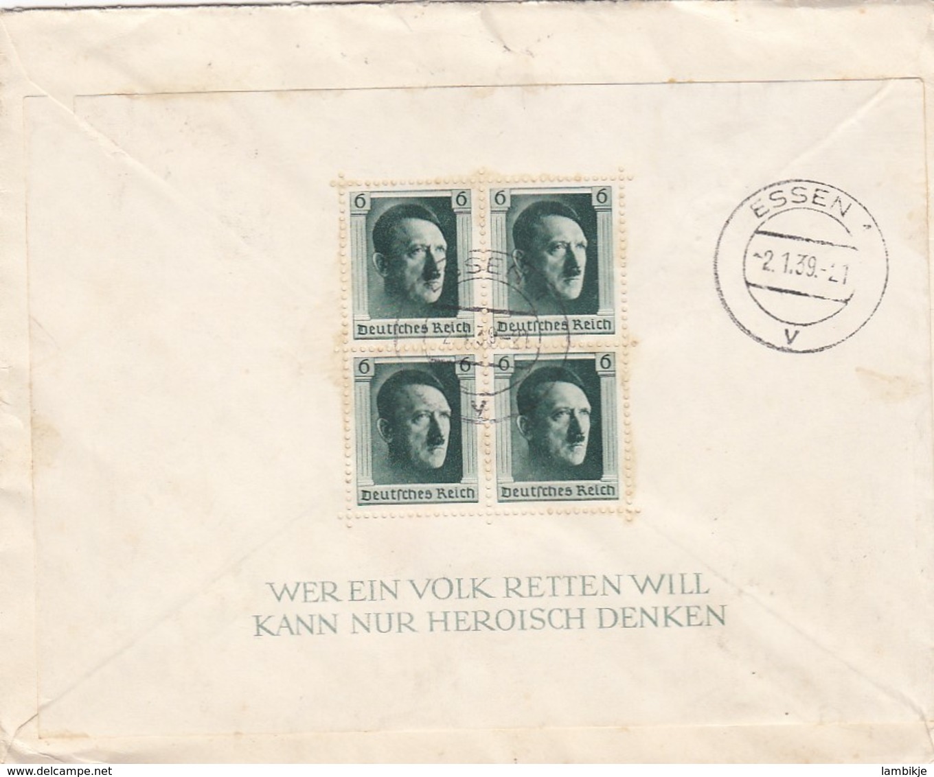 Deutsches Reich Propaganda Brief 1939 Block Nr. 7 - Brieven En Documenten
