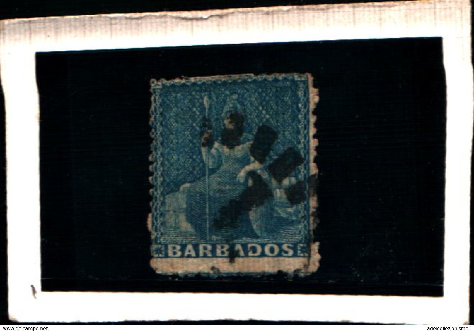 93754 ) BARBADOS 1871-73-FIGURA ALLEGORICA 1 P. AZZURRO USATO - Barbados (...-1966)