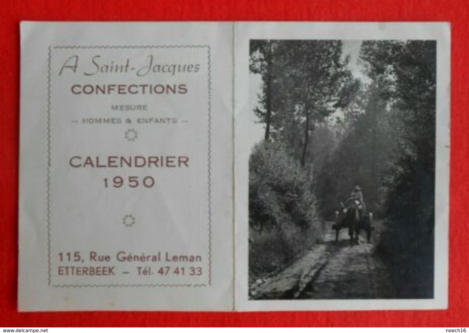 Calendrier De Poche Publicité 1950 - Confections A Saint-Jacques - Etterbeek - Formato Piccolo : 1941-60