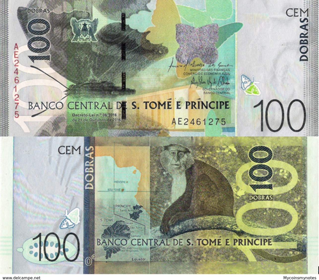 SÃO TOMÉ And PRÍNCIPE, 100 Dobras, P74, 2016 (2018), Prefix AE UNC - Sao Tome And Principe