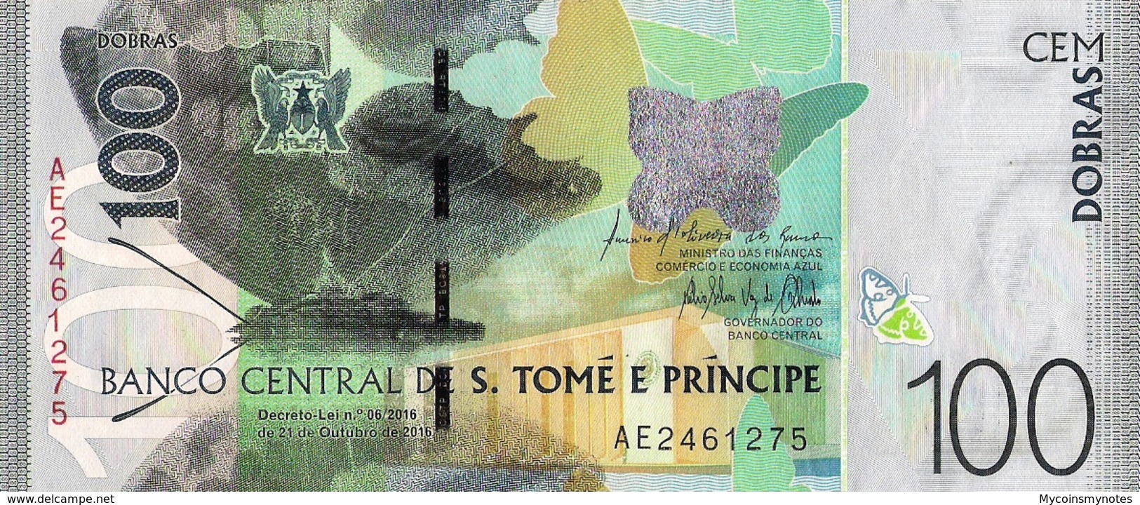 SÃO TOMÉ And PRÍNCIPE, 100 Dobras, P74, 2016 (2018), Prefix AE UNC - Sao Tome And Principe