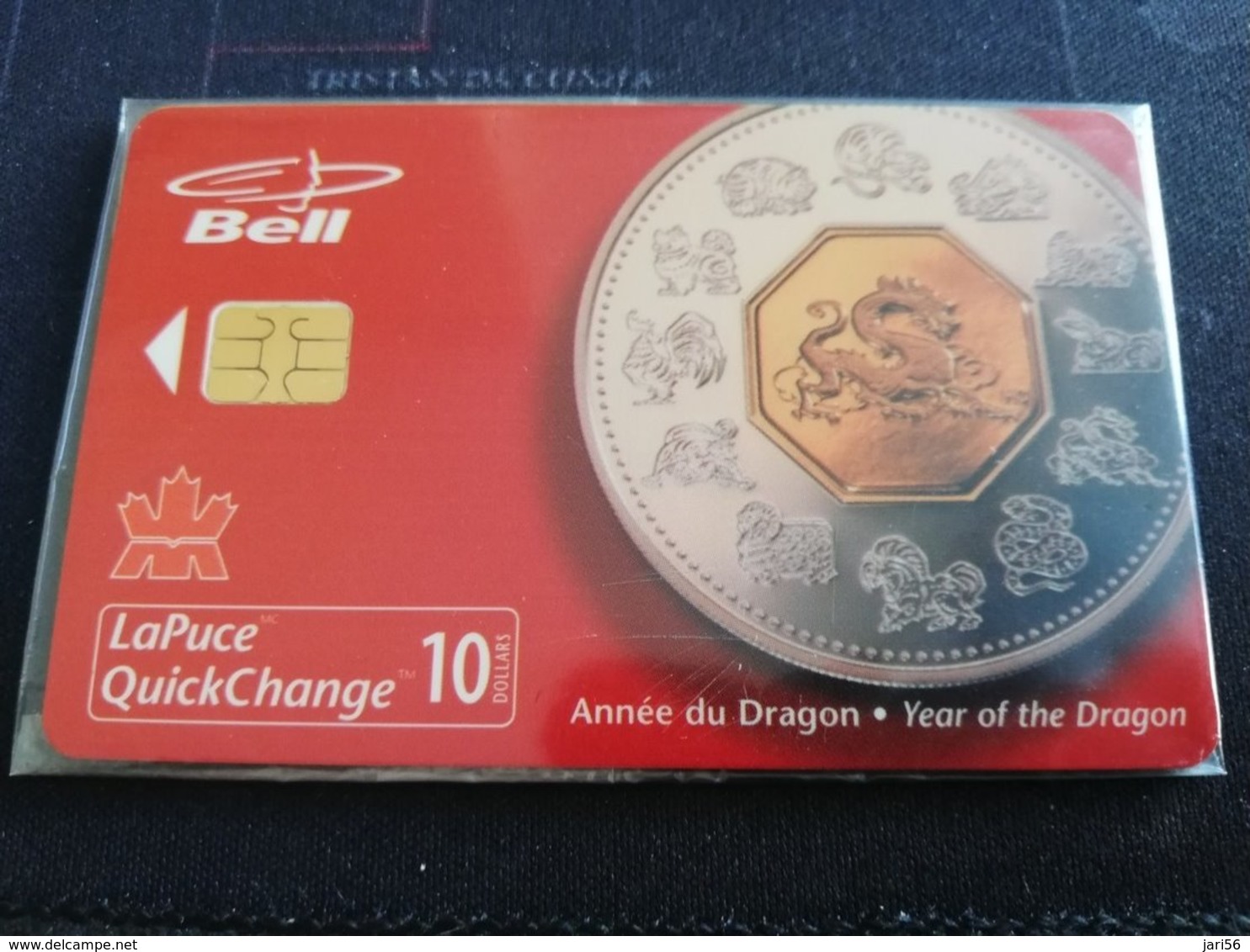 CANADA CHIP  CARD  YEAR OF THE DRAGON COIN ON CARD   SPECIAL CARDS  $10,00  MINT **780** - Canada