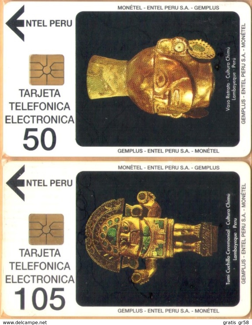 Peru - TST-ENT-0001/2, Gemplus Monetel Test Cards, 50U & 105U, 11/93, Used As Scan - Pérou