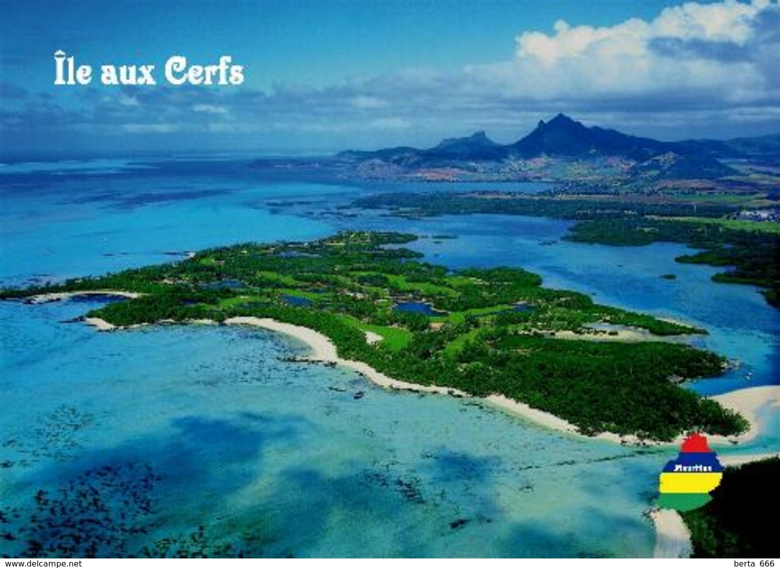 Mauritius Ile Aux Cerfs Aerial Island Aerial View New Postcard Maurice - Maurice