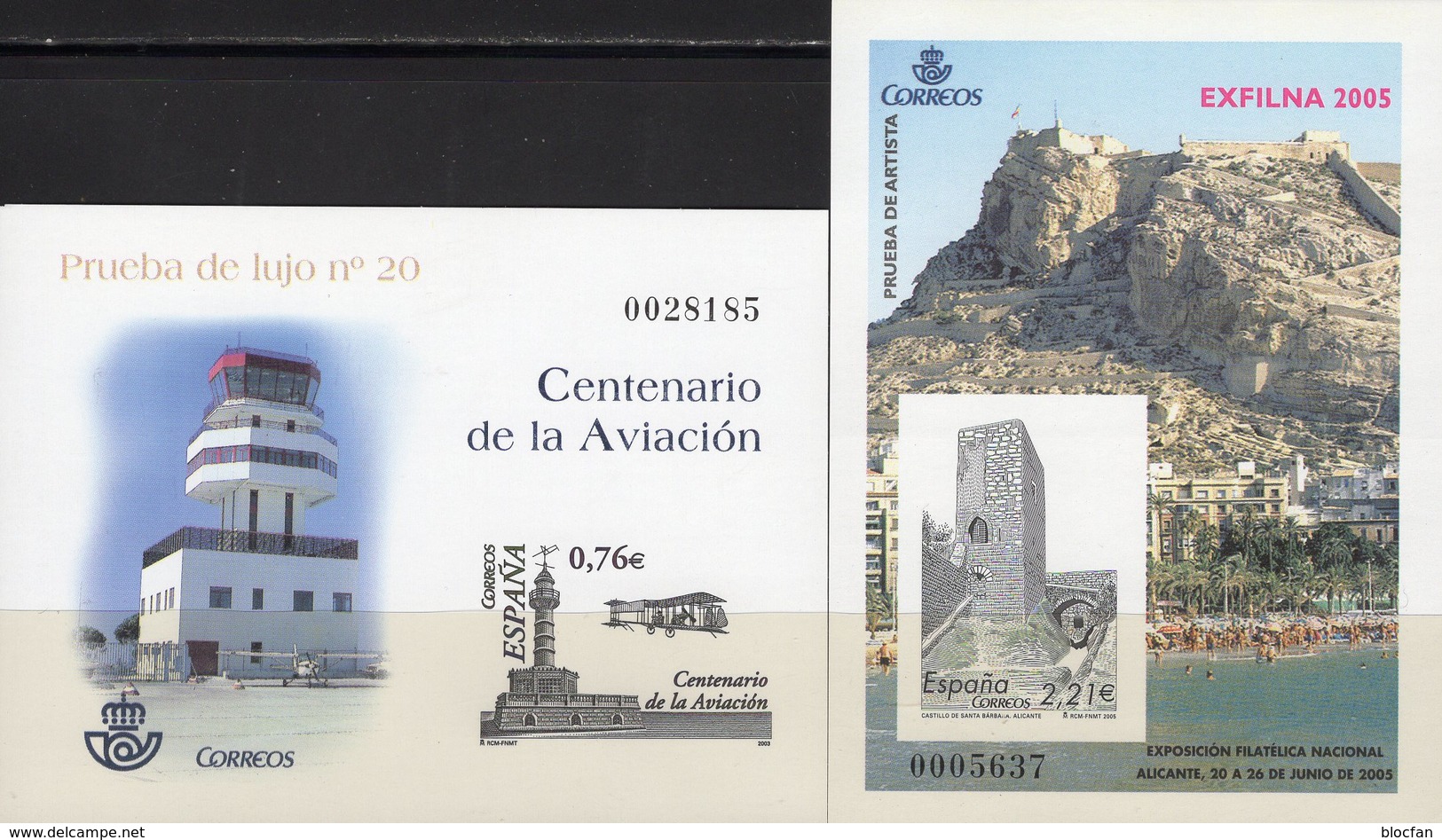 Imperf. EXPO 2004 Spanien SD82 3909B+Bl.146 SD90 ** 25€ Motorflug Wright Festungs-Turm Pruebas Blocs Black Sheets Espana - Proofs & Reprints