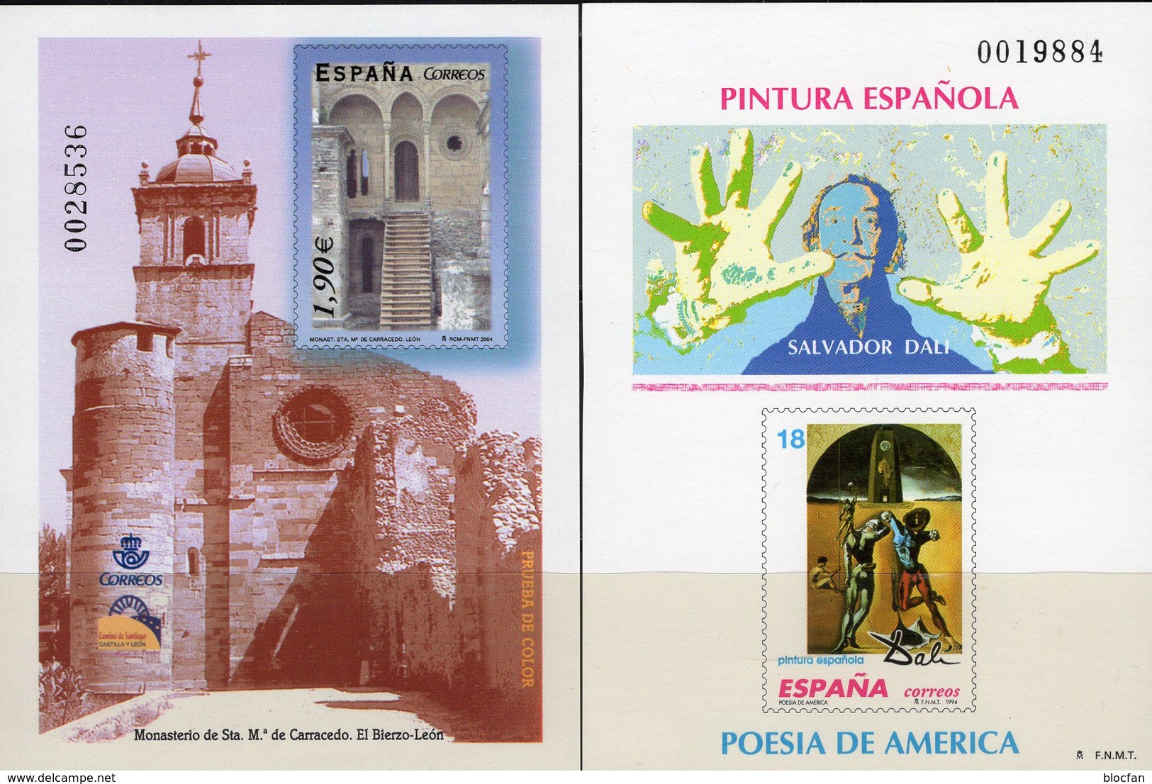 Imperf. EXPO 2004 Spanien SD32 3150B+Bl.135 SD83 ** 30€ Kunst Dali Carracedo Leon Pruebas Church S/s Black Sheets Espana - Probe- Und Nachdrucke