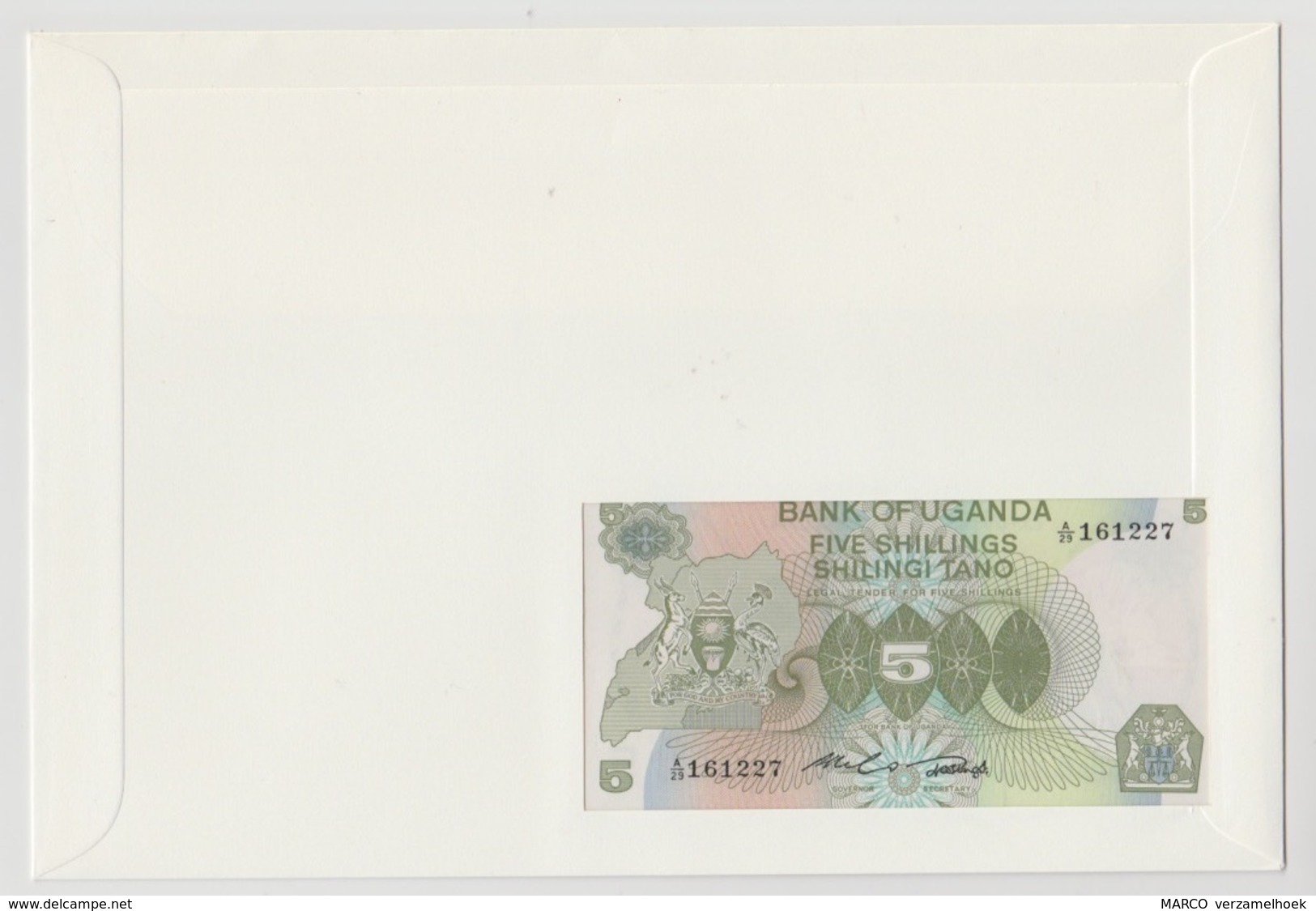 Uganda Enveloppe1983 Banknote 5 Shillings 1982 UNC Neushoorn - Autres - Afrique