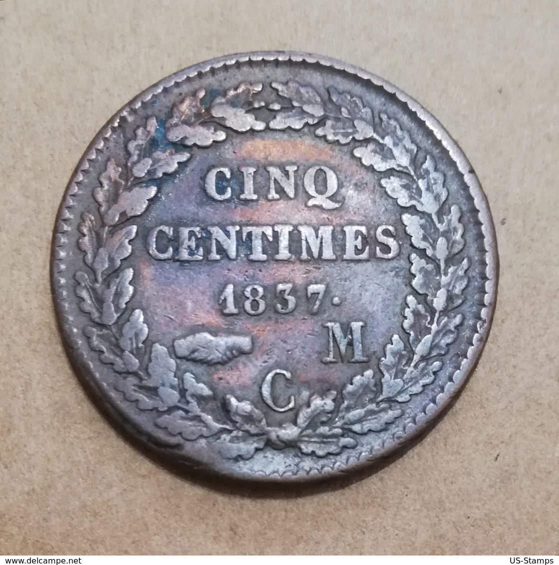 Cinq Centimes 1837 Honoré V Prince De Monaco - 1819-1922 Honoré V, Charles III, Albert I