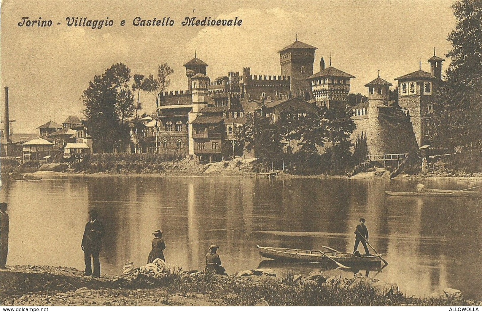 6934 " TORINO-VILLAGGIO E CASTELLO MEDIOEVALE "ANIMATA -CART. POST. ORIG. SPEDITA 1910 - Castello Del Valentino