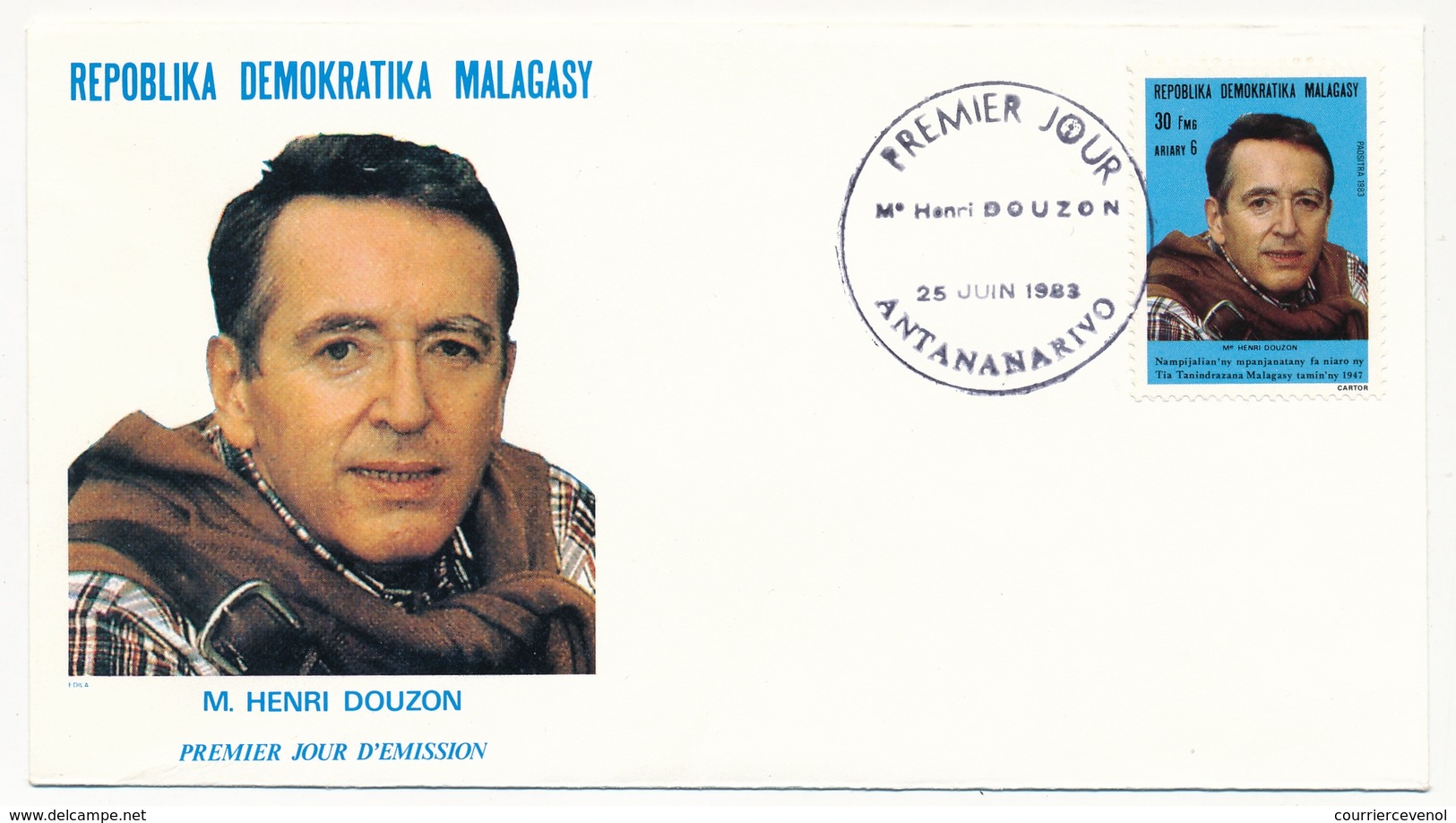 MADAGASCAR - Enveloppe FDC - M.Henri Douzon - 25/6/1983 - Antananarivo - Madagascar (1960-...)