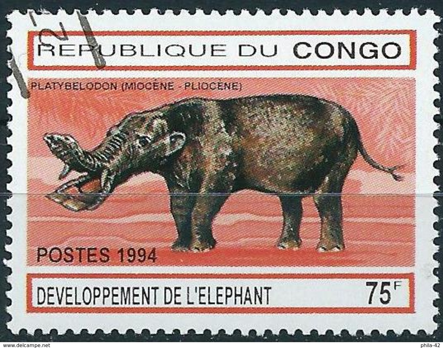 Congo (Braz) 1994 - Mi 1415 - YT 990D ( Prehistoric Elephant ) - Oblitérés