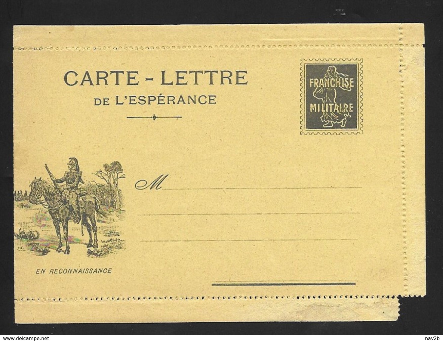 Carte Lettre Franchise Militaire Neuve . ( Dentelure Légèrement Abimée Bas Droit ) - Lettres & Documents