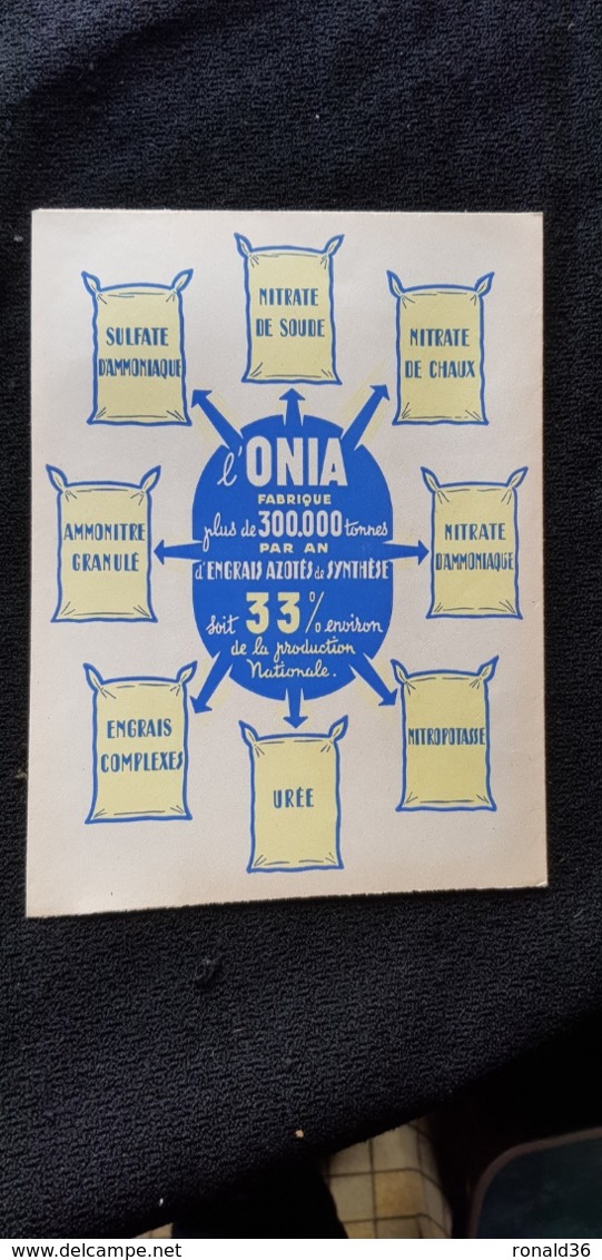 Protège Cahier Publicitaire ONIA ENGRAIS TOULOUSE 31 Illustration Lalary SAC BLE CARTE DE FRANCE Azote Nitrate Urée - Landbouw