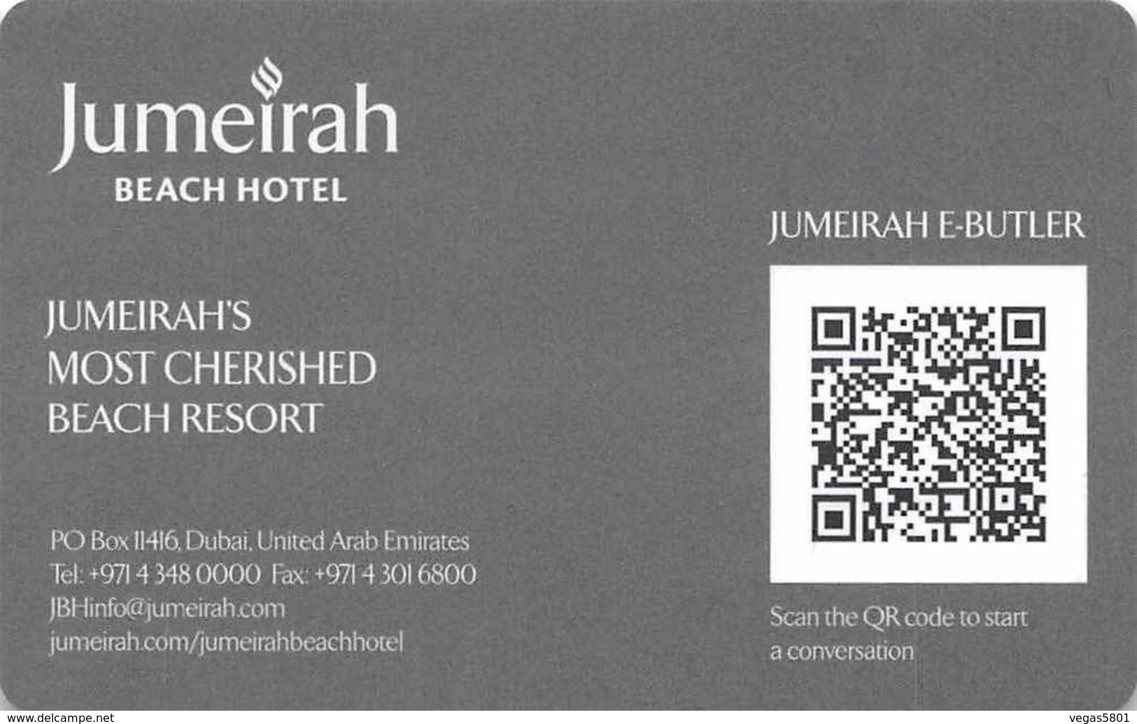 Jumeirah Beach Hotel - Dubai - Hotel Room Key Card, Hotelkarte, Schlüsselkarte, Clé De L'Hôtel - Hotelkarten