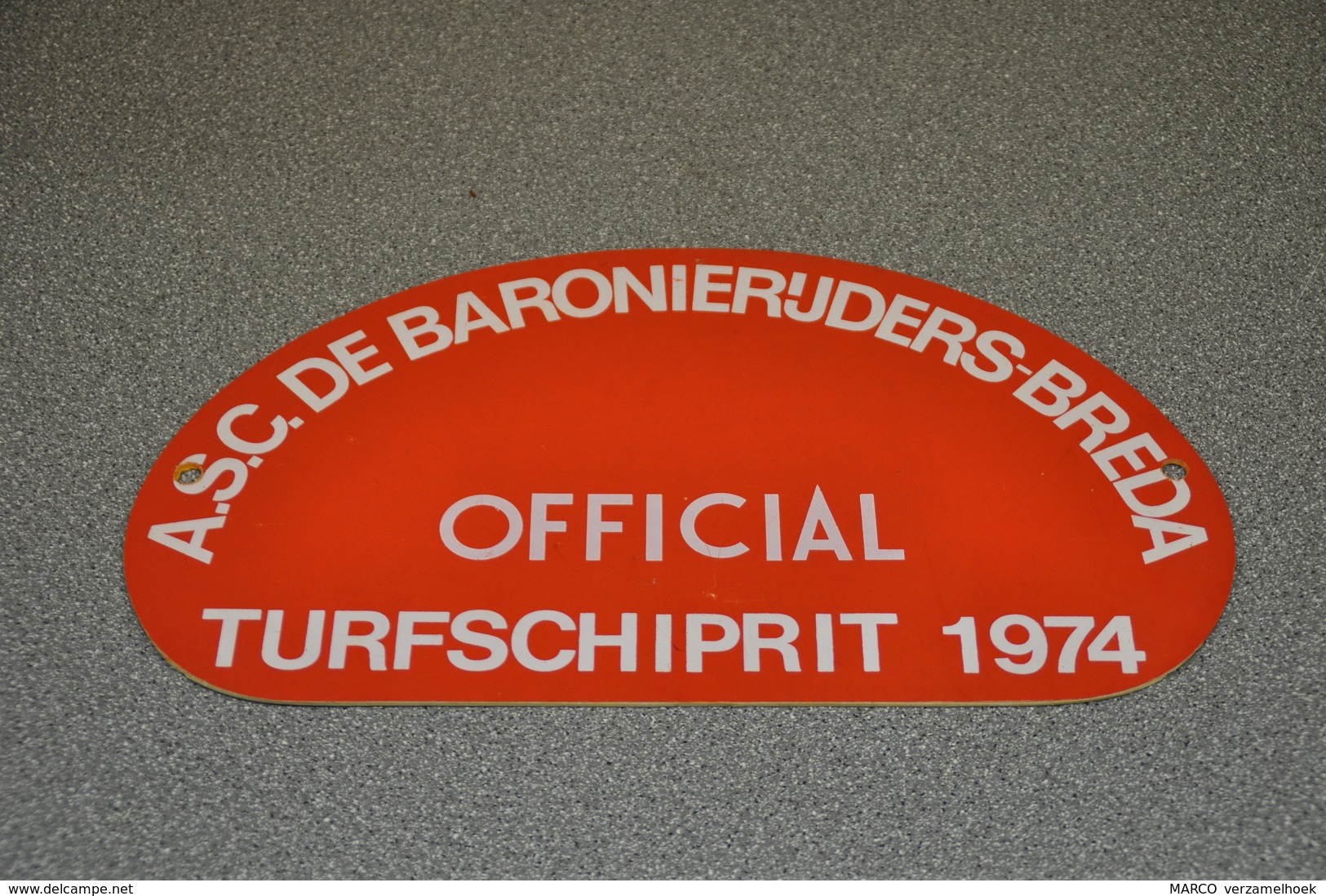 Rally Plaat-rallye Plaque Plastic: 20e Turfschiprit Breda 1974 OFFICIAL Baronierijders - Rally-affiches