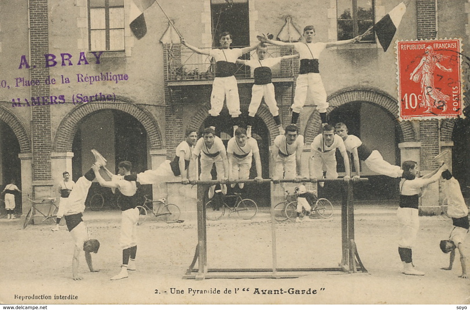 Gymnastique Pyramide De " L' Avant Garde " De Capdenac 46 Deltiology Club Cartes Postales  De Mamers Vers Lisbonne - Gymnastique