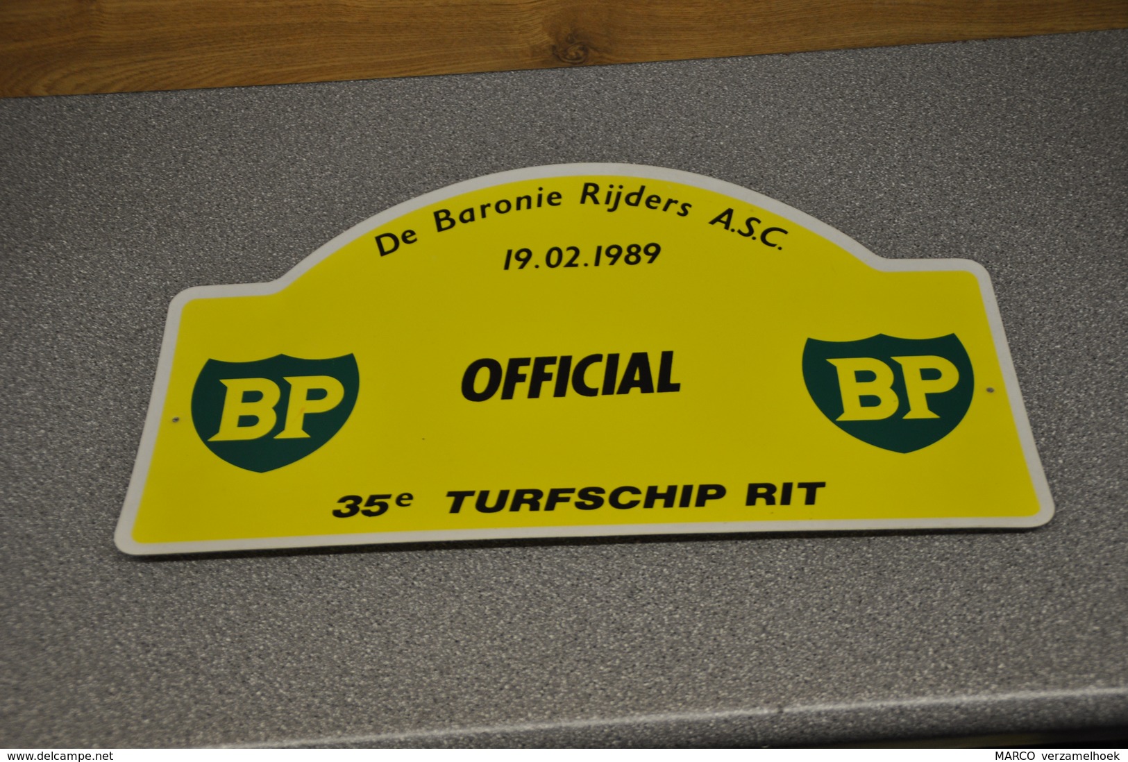 Rally Plaat-rallye Plaque Plastic: 35e Turfschiprit Breda 1989 OFFICIAL BP Baronierijders - Placas De Rally