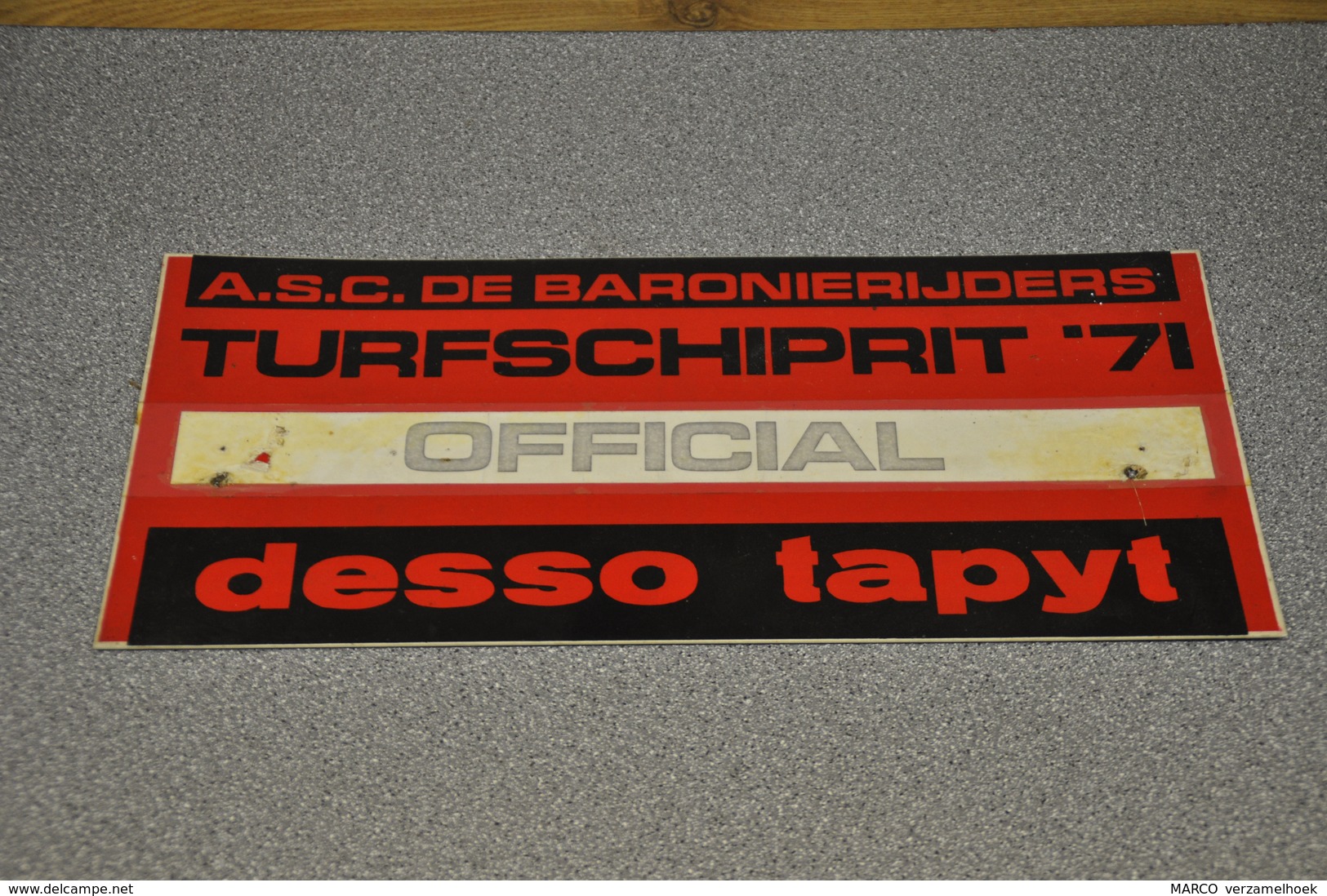 Rally Plaat-rallye Plaque Plastic: 17e Turfschiprit Breda 1971 OFFICIAL Desso Baronierijders - Rally-affiches