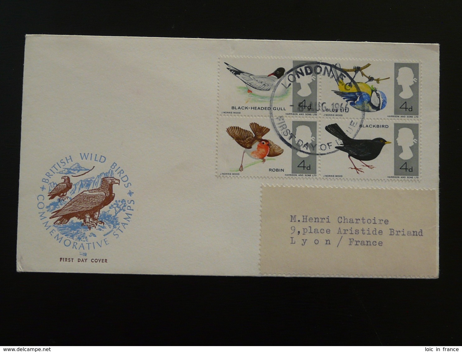 FDC Série Oiseaux British Wild Birds Grande Bretagne 1966 - Verzamelingen, Voorwerpen & Reeksen