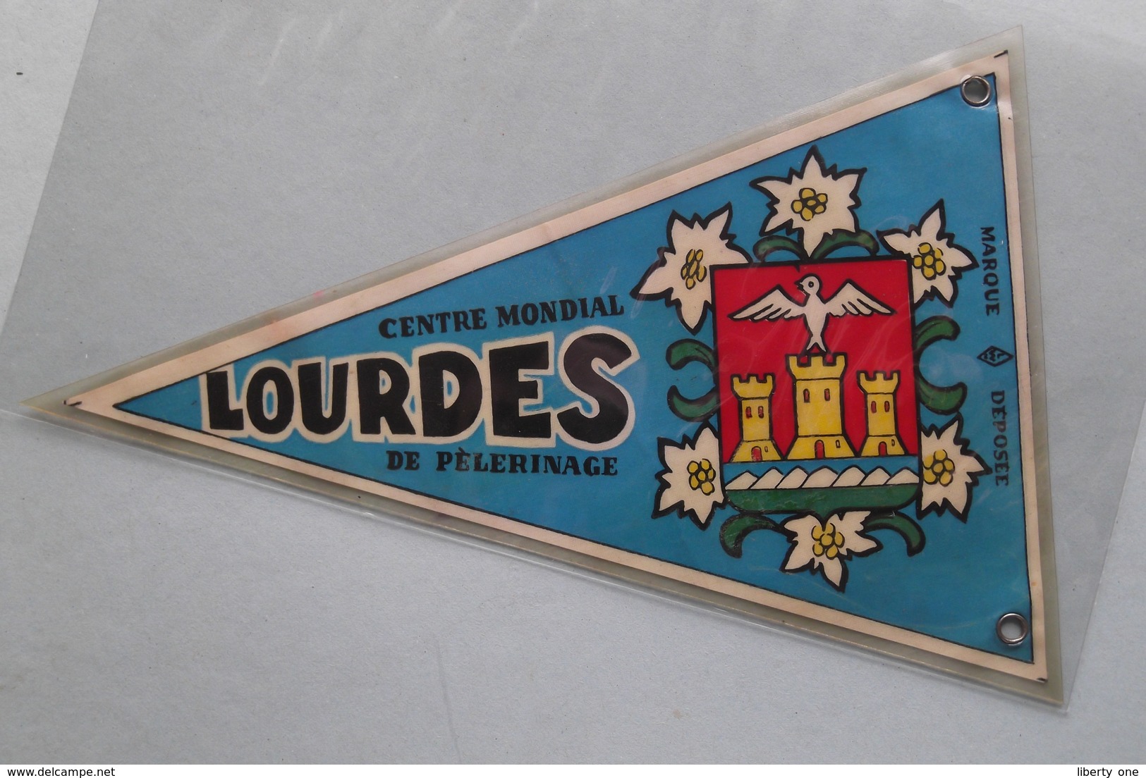 Ancien / Old FANION Pennant LOURDES Centre Mondial De Pèlerinage ( Wimpel ) ! - Obj. 'Souvenir De'