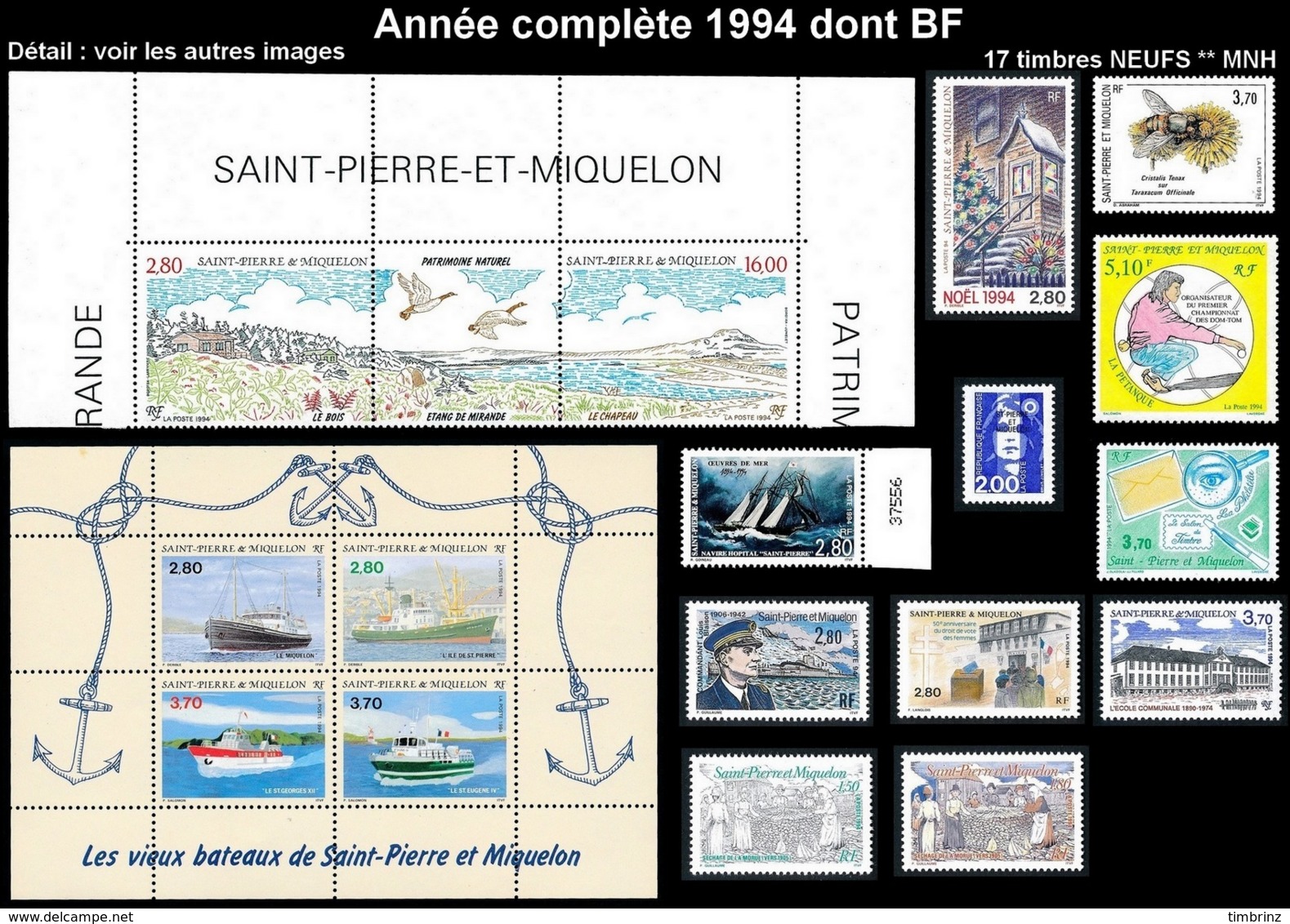 ST-PIERRE ET MIQUELON  - Année Complète 1994 - Yv. 592 à 608 Dont BF ** MNH  17 Tp  ..Réf.SPM11783 - Années Complètes