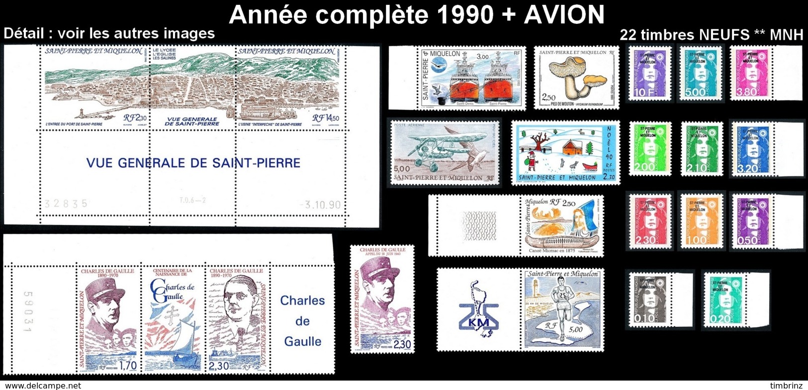 ST-PIERRE ET MIQUELON  - Année Complète 1990 + AVION - Yv. 513 à 533 + PA 69 ** MNH  22 Tp  ..Réf.SPM11782 - Années Complètes