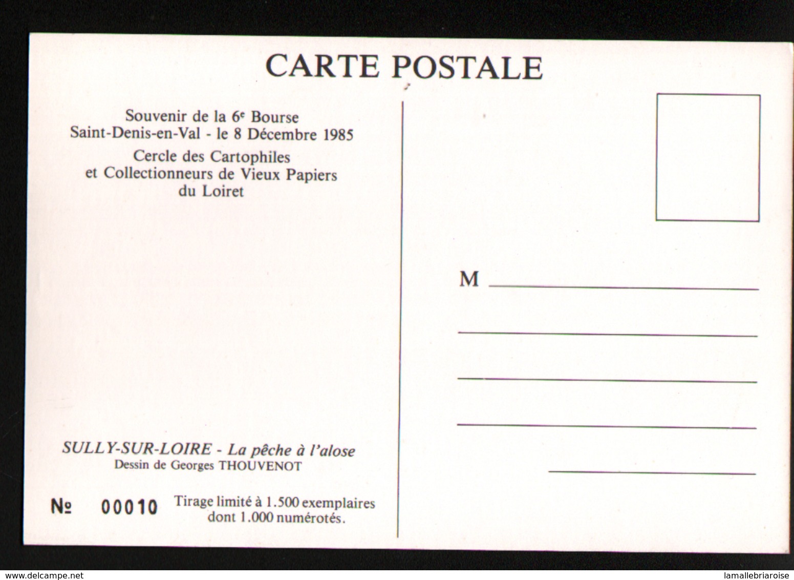 45, 8 ème Bourse De Cartes Postales, St Denis En Val, 8-12-1985, Theme Peche - Bourses & Salons De Collections