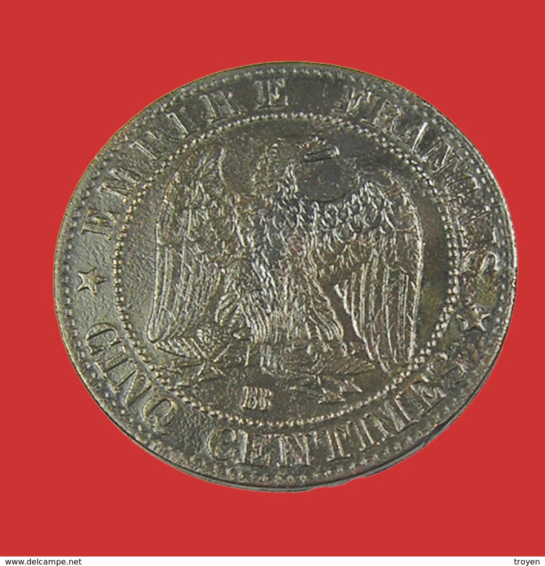 5 Centimes - Napoléon III  - France -  1855 BB - Ancre - Bronze -TB + - - 5 Francs