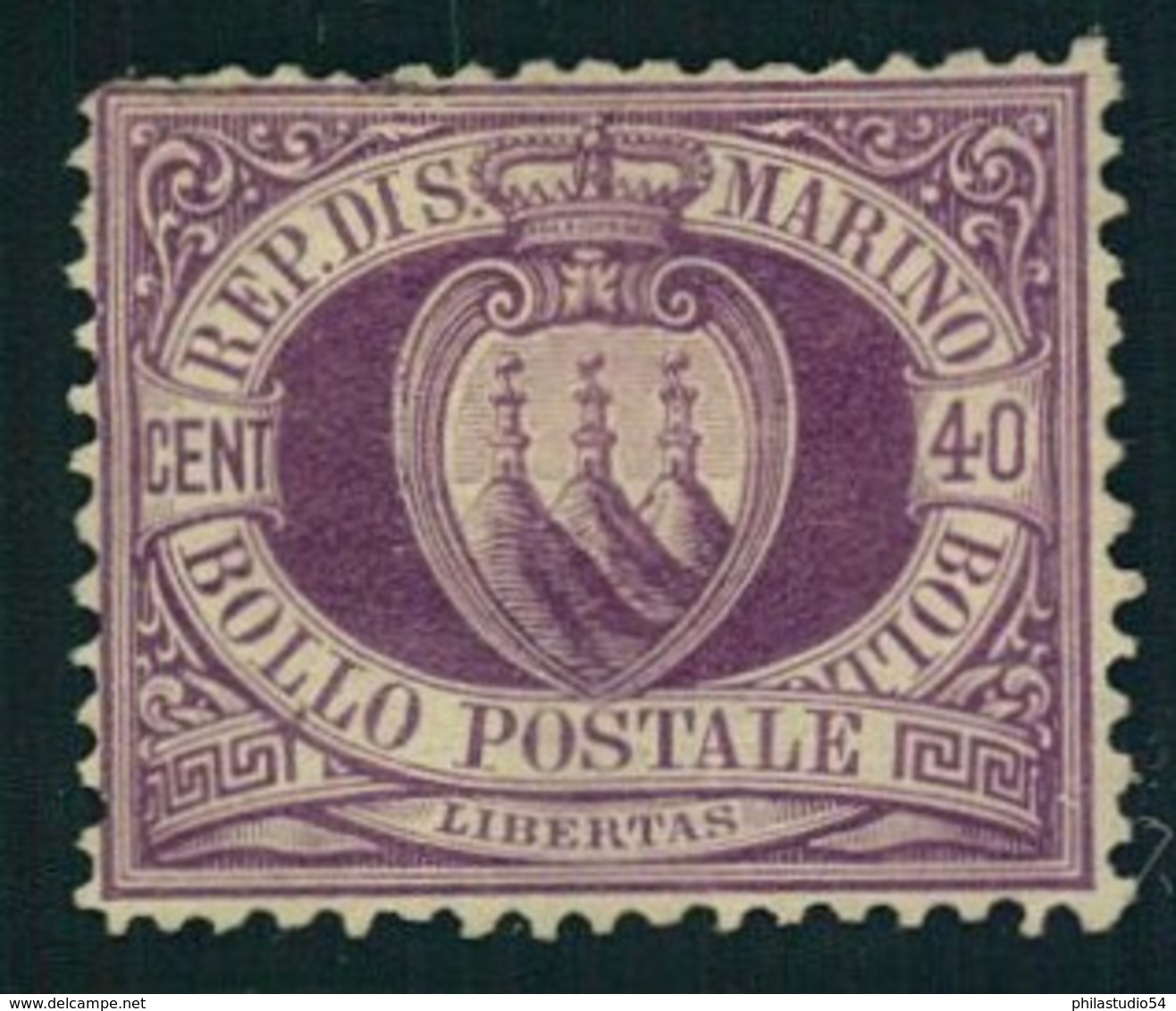 1877, 40 Centesimi Violett Without Gum - Ungebraucht