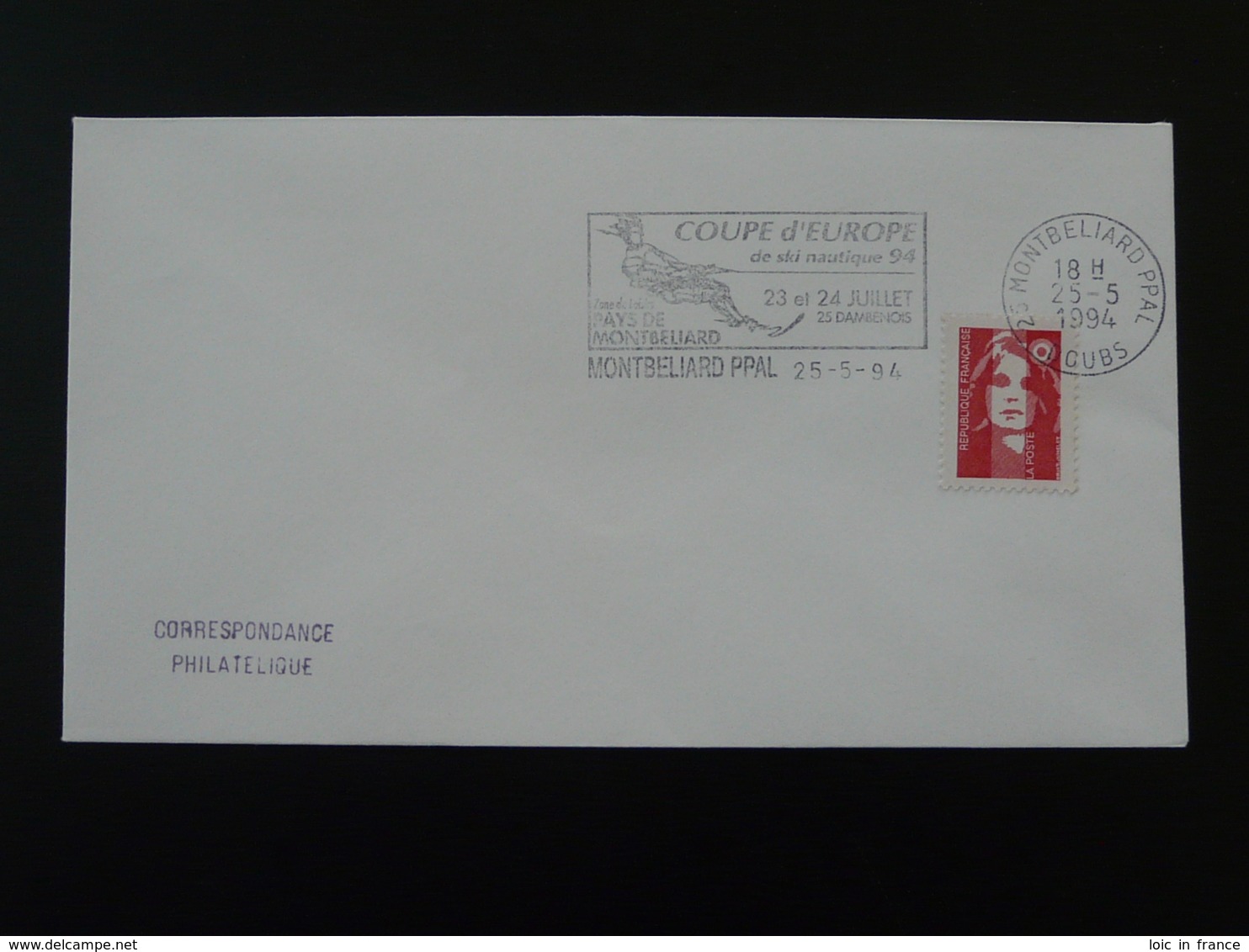 Coupe D'Europe Ski Nautique Montbeliard 1994 Flamme Sur Lettre Postmark On Cover 25 Doubs - Waterski