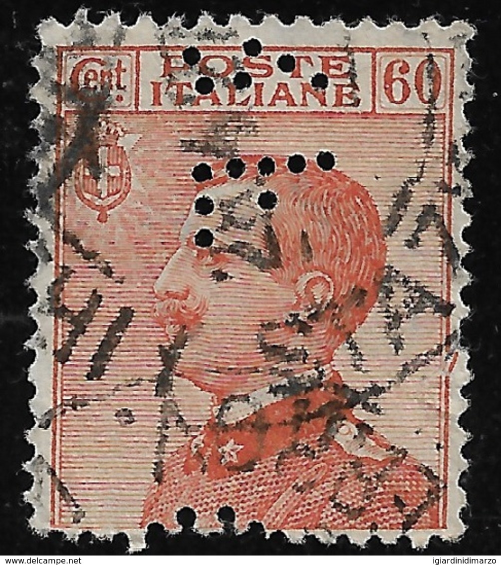 PERFIN - ITALIA REGNO - 1926: Effigie Di V. Emanuele III°  - Valore Usato Da 60 C. (PERFIN) - In Buone Condizioni. - Perforés