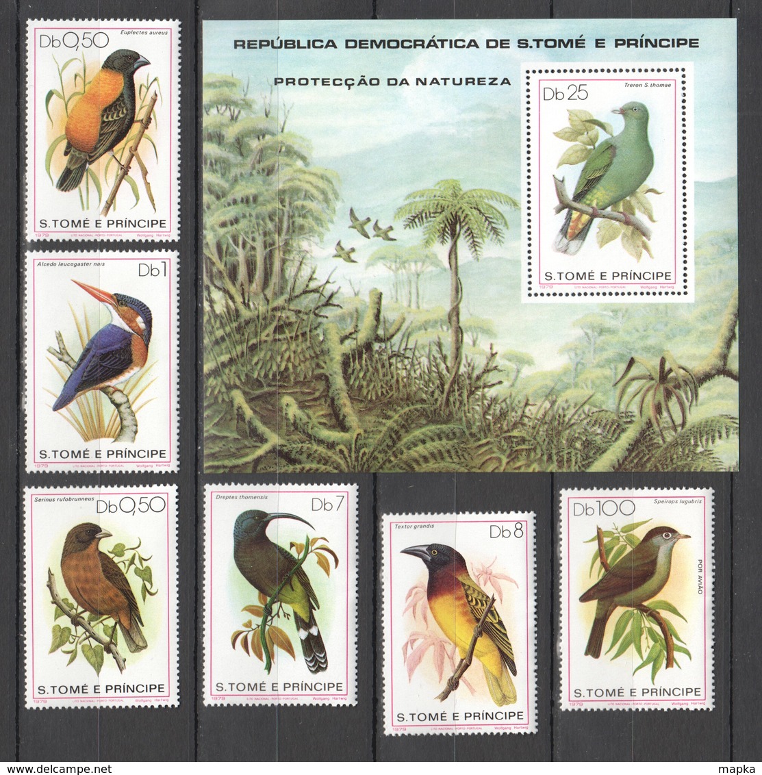 XX050 1979 S. TOME E PRINCIPE FAUNA BIRDS PROTECTION MICHEL #604-9 BL39 42 EURO 1SET+1BL MNH - Other & Unclassified